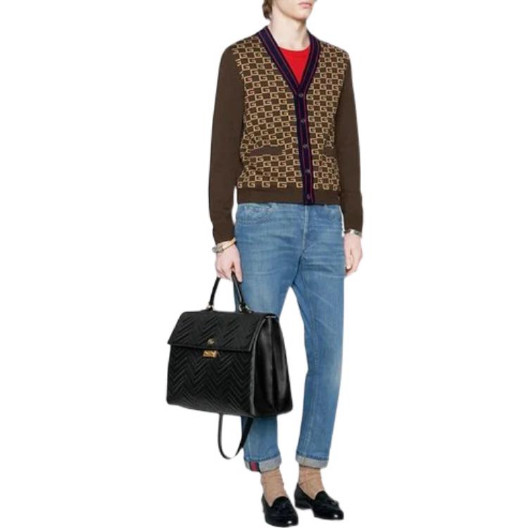 Кардиган Gucci Square G Tiger Knit Cardigan 'Brown' 522543-X9U22-2097, коричневый — фото 2
