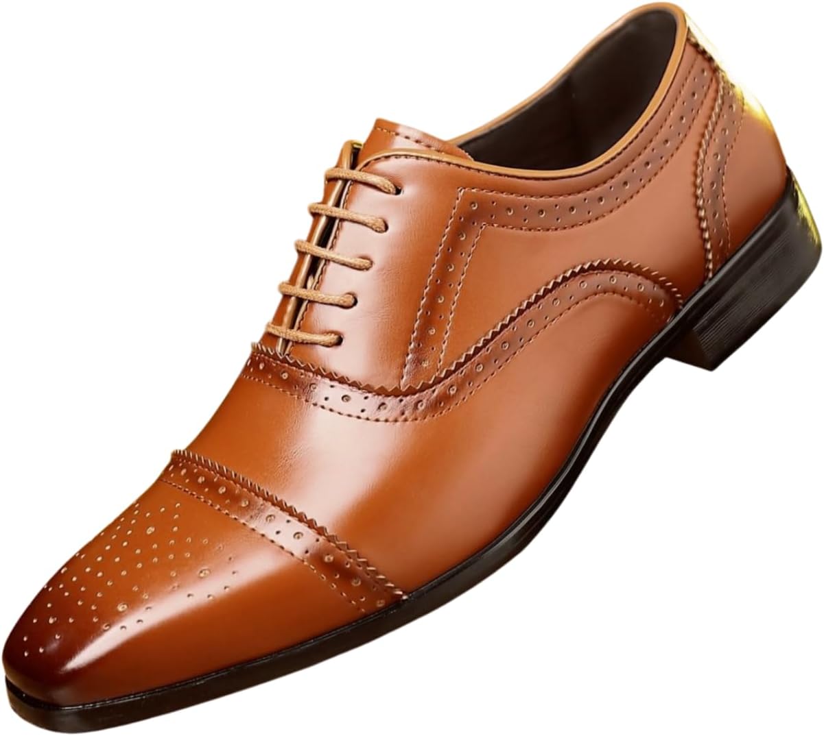 

Мужские оксфорды Santimon с классическим кап-то носком, броги из кожи, шнуровкой, формальные вечерние туфли, коричневый