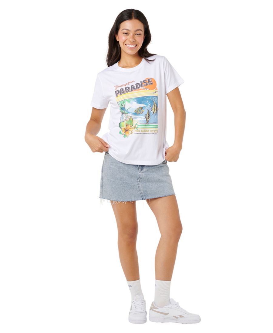 

Женская футболка с коротким рукавом и принтом "Рай" Rip Curl, Optical White, Белый, Женская футболка с коротким рукавом и принтом "Рай" Rip Curl, Optical White