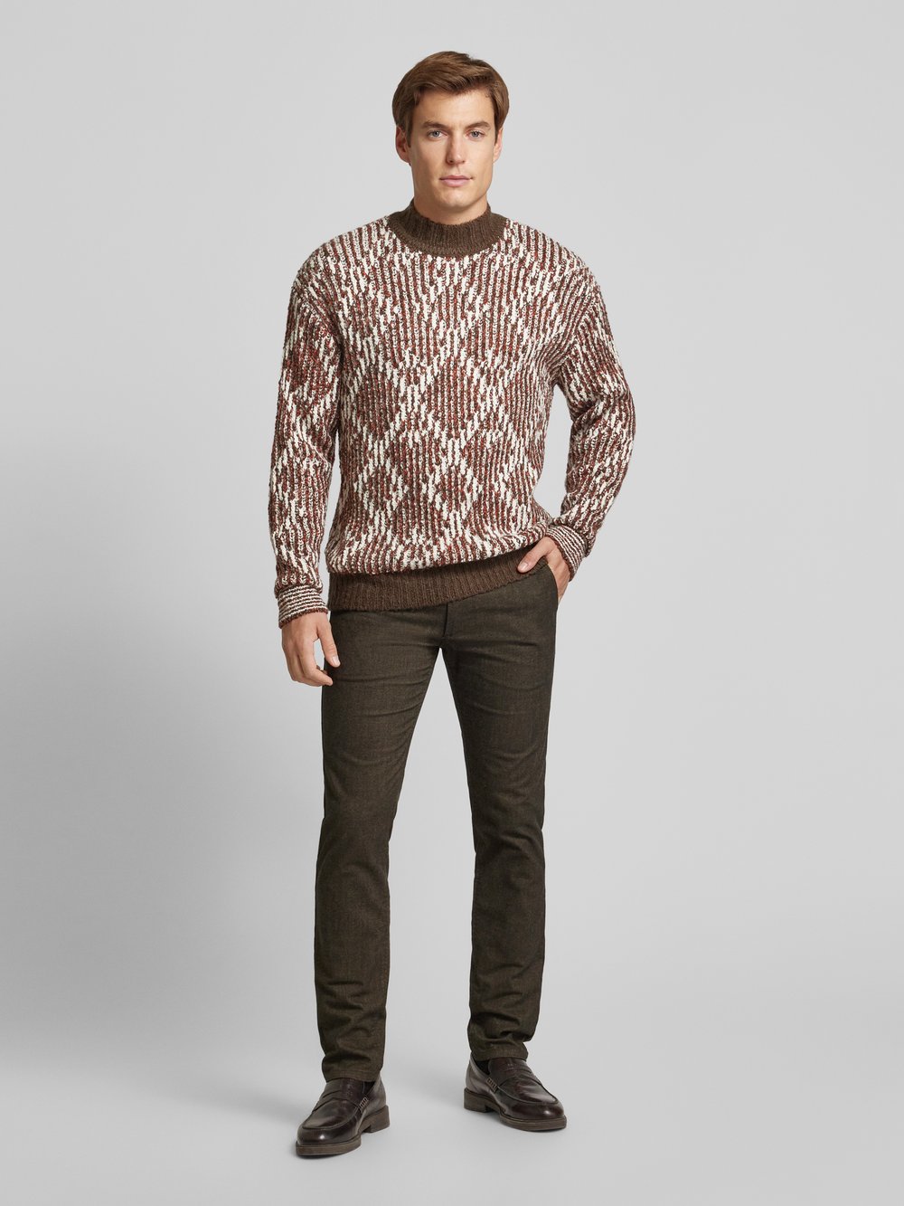 

Вязаный свитер с воротником-стойкой модель «Жаккард» Scotch & Soda