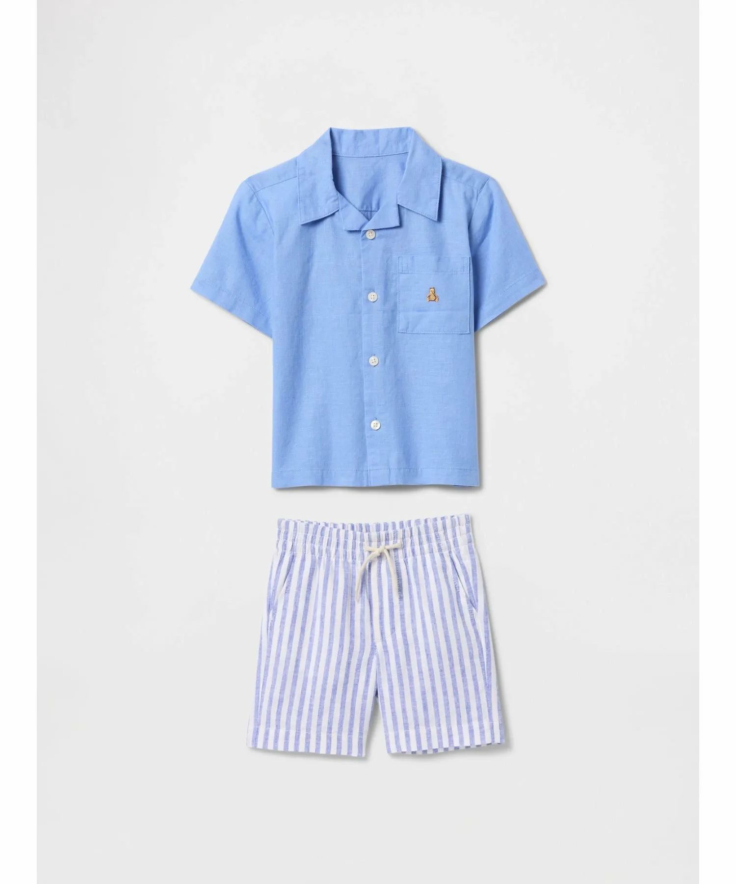 (K) Комплект из хлопка и льна: верх и низ (для малышей/младенцев) GAP, SHIRTING_BLUE — фото 2
