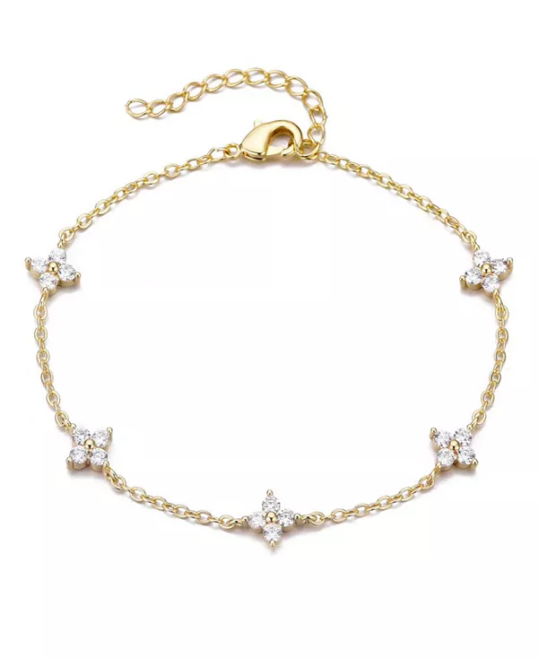 

Браслет-Цветок с позолоченным кубическим цирконием Adornia, gold