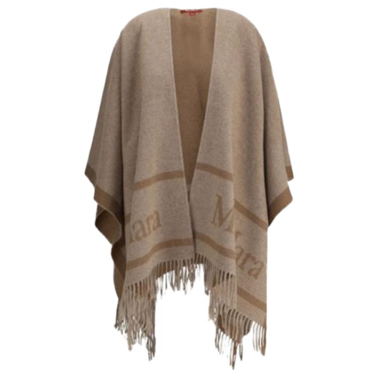 

MaxMara Шерстяная женская накидка бежевая, Cape Beige