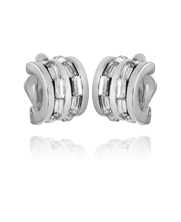 

Женские серьги-кольца с кристаллами огранки «багет» T Tahari, silver