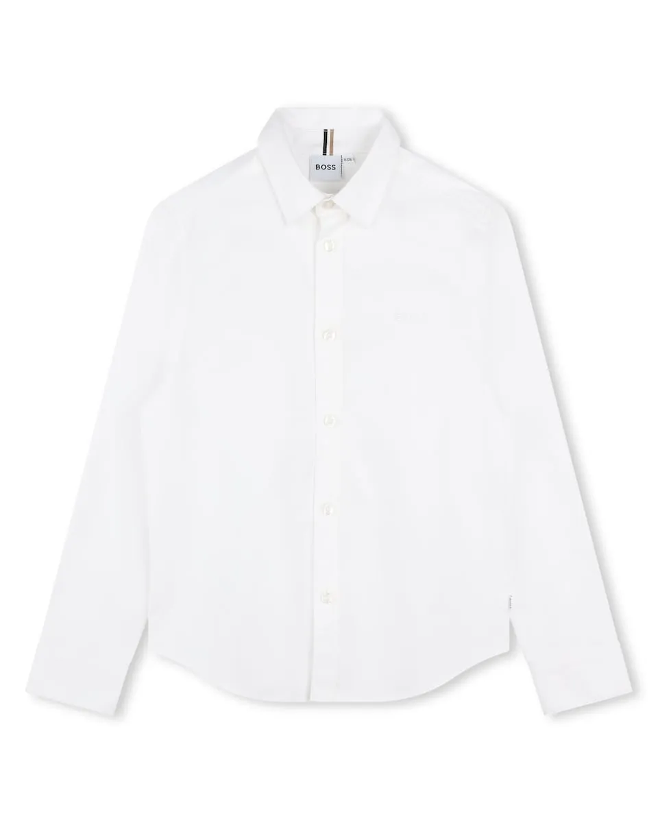 

Детская рубашка из 100% хлопка с длинным рукавом Boss Kidswear, белый