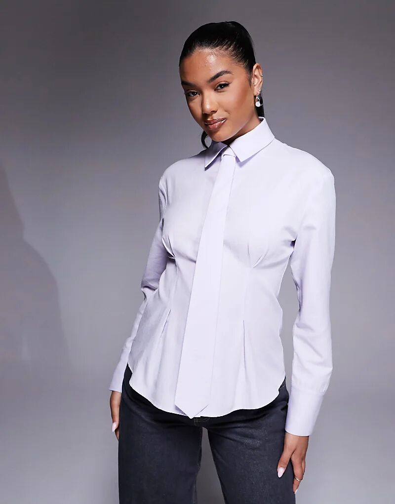 

Рубашка ASOS DESIGN с завязкой и галстуком синего цвета