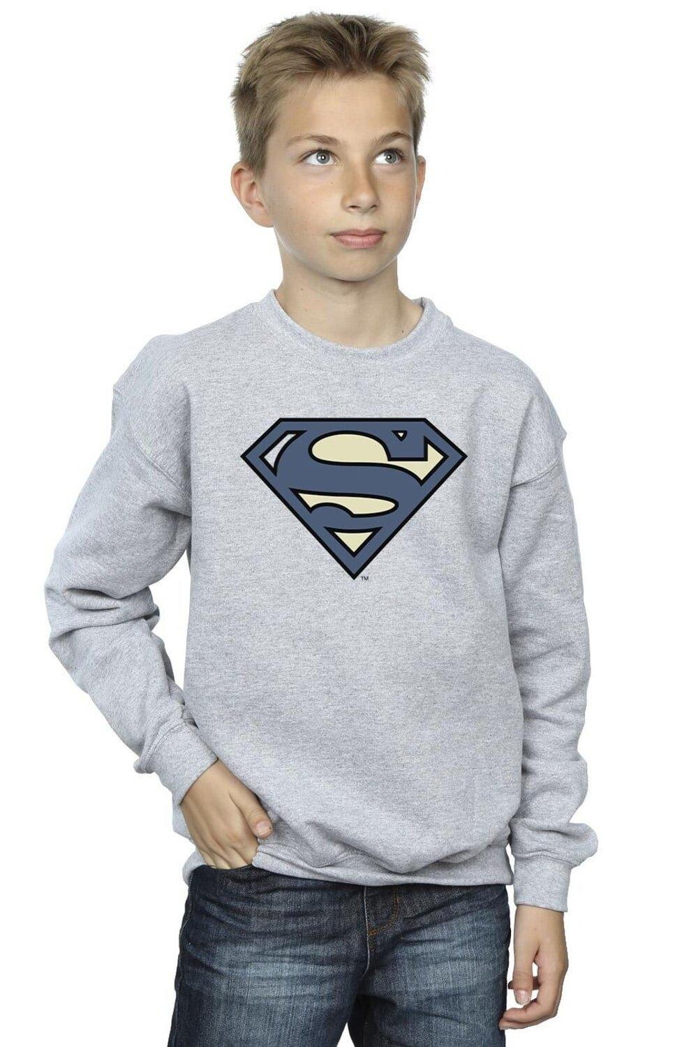 

Синяя толстовка с логотипом цвета индиго Superman DC Comics, серый