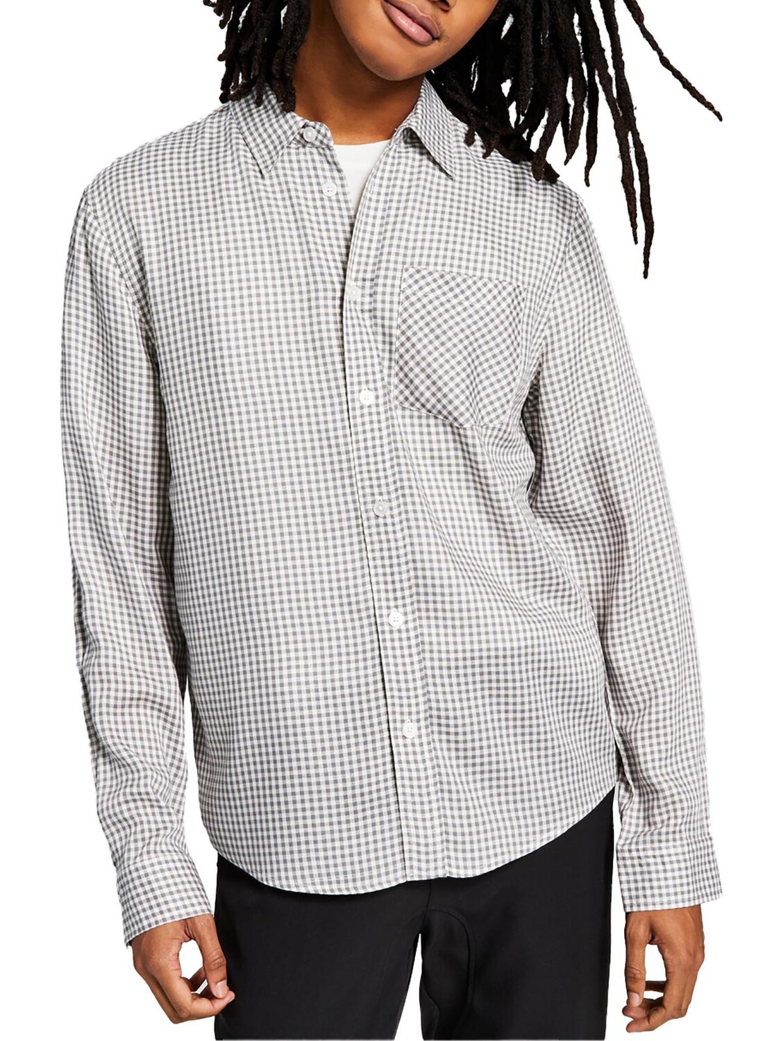 

Мужская рубашка на пуговицах с длинным рукавом и воротником And Now This, цвет Gray Mini Checker