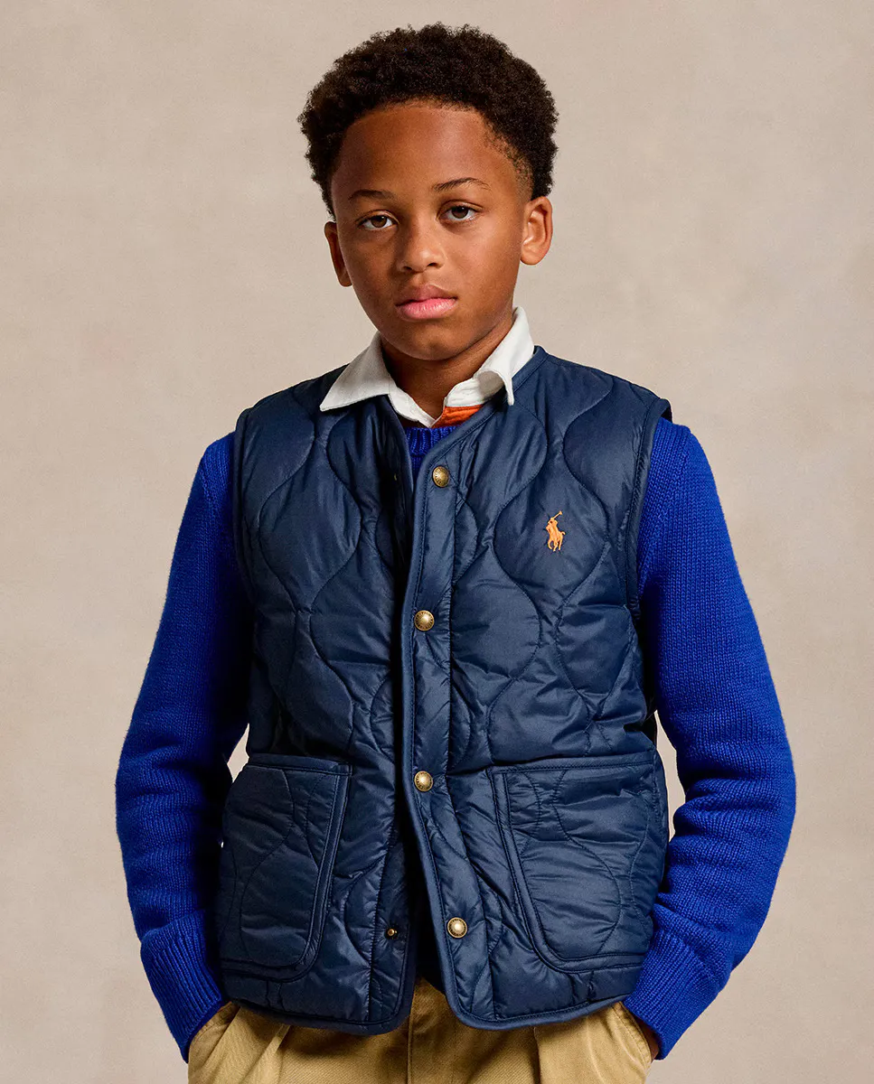 

Двусторонний водоотталкивающий детский жилет Polo Ralph Lauren, темно-синий