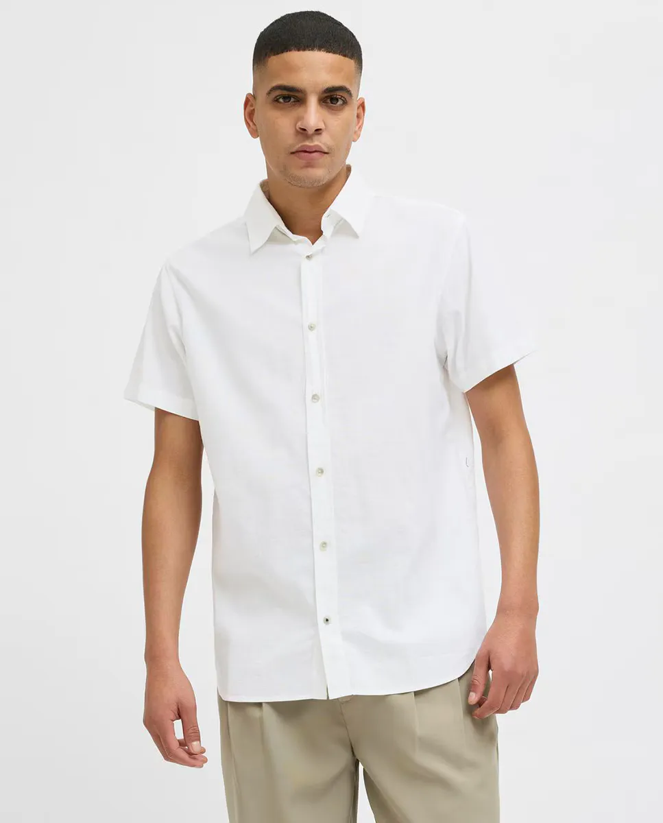 

Мужская однотонная рубашка с коротким рукавом Jack & Jones, белый