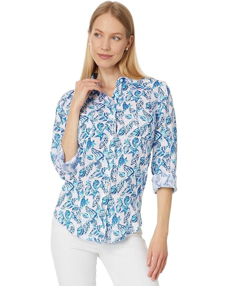 

Рубашка Lilly Pulitzer Sea View Button-Down, цвет Resort White Shell Collector