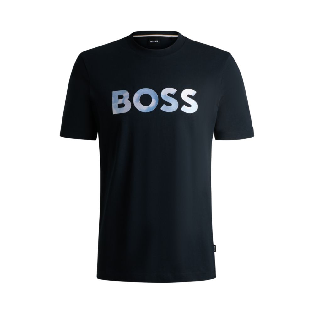 

Футболка прямого кроя из хлопкового джерси с логотипом BOSS, темно-синий
