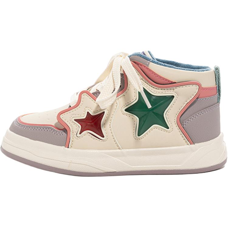 

Babaya Антискользящие и износостойкие утепленные высокие детские скейтбординг кроссовки beige purple kids