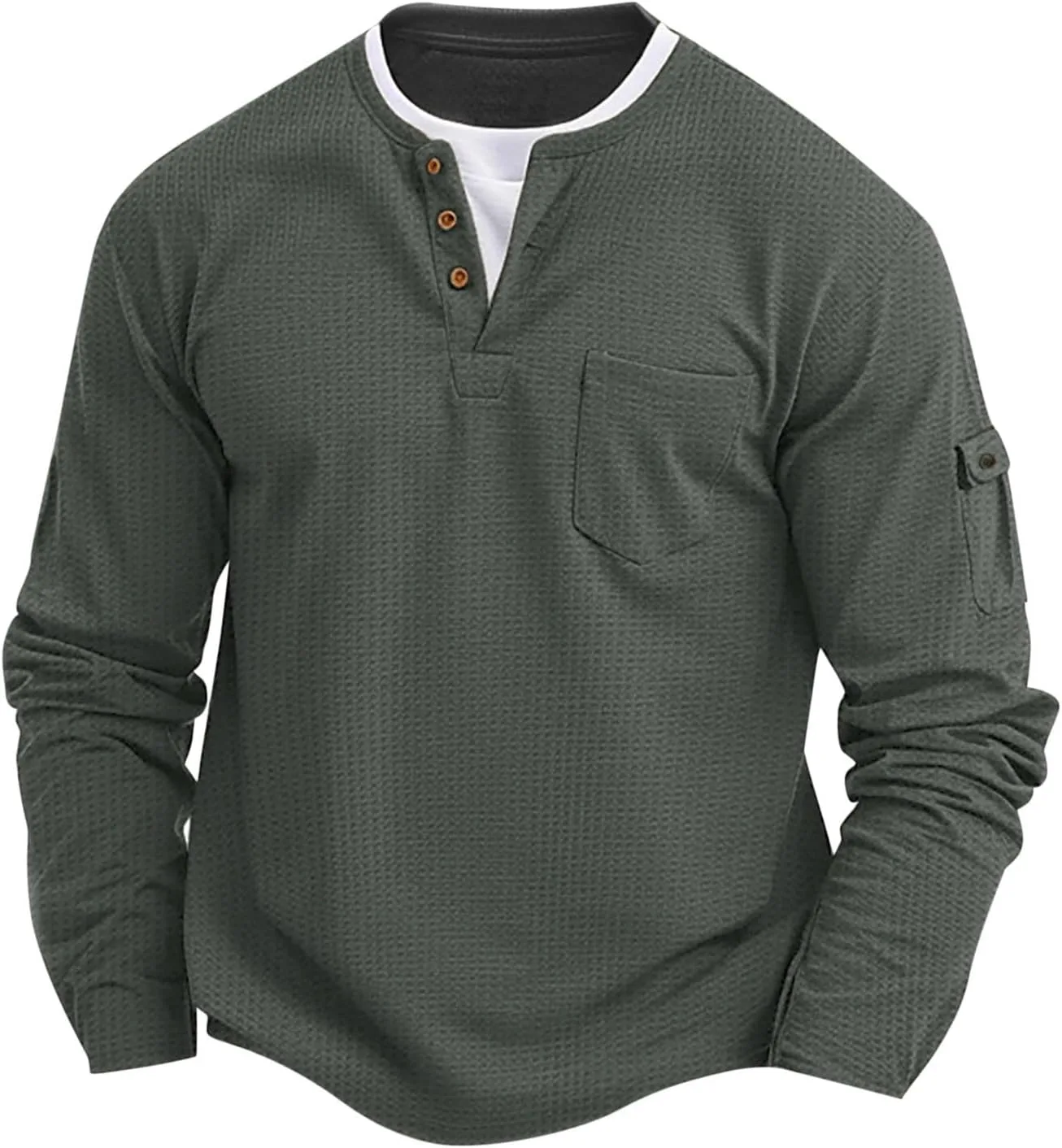 

Мужская бейсболка Henley с длинным рукавом Slim-Fit и V-образным вырезом