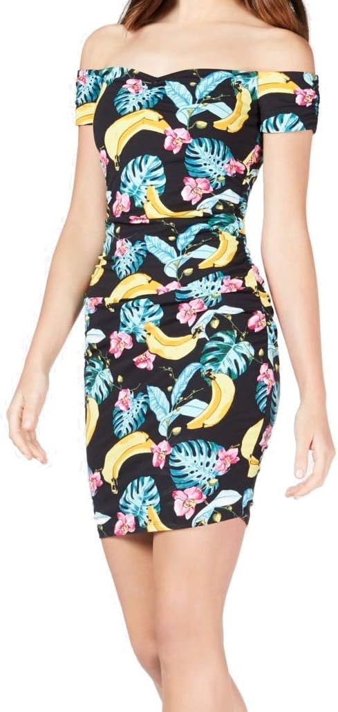 

GUESS Женское платье-футляр Maeko Banana с цветочным принтом и открытыми плечами, Chica Print