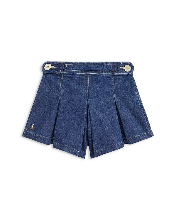 

Детские плиссированные джинсовые шорты цвета индиго. Ralph Lauren, синий