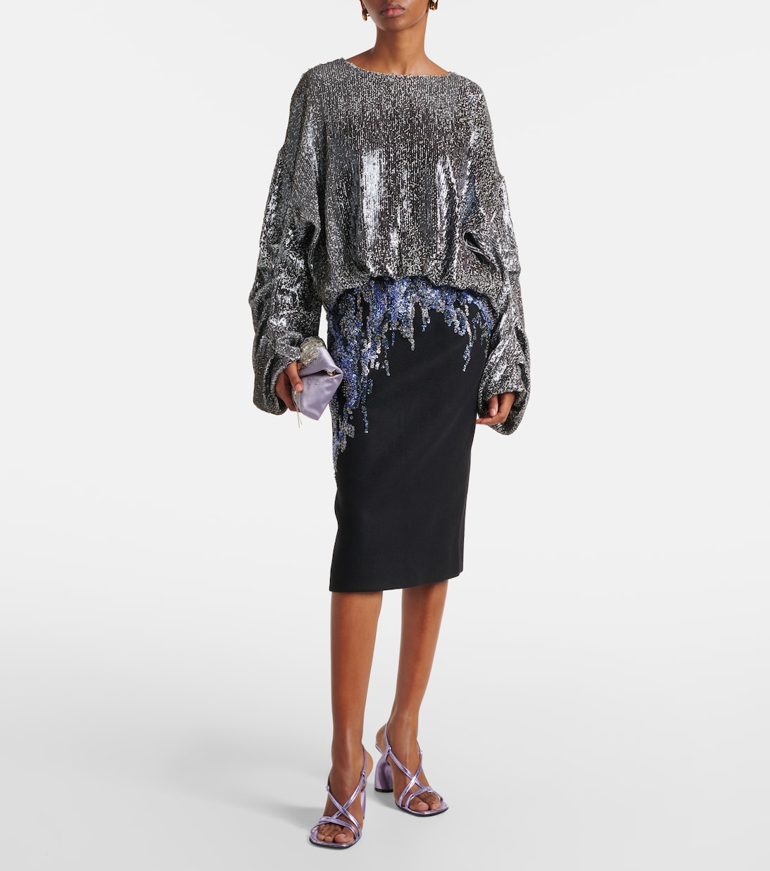 Сандалии из металлизированной кожи Dries Van Noten, Lilac — фото 3