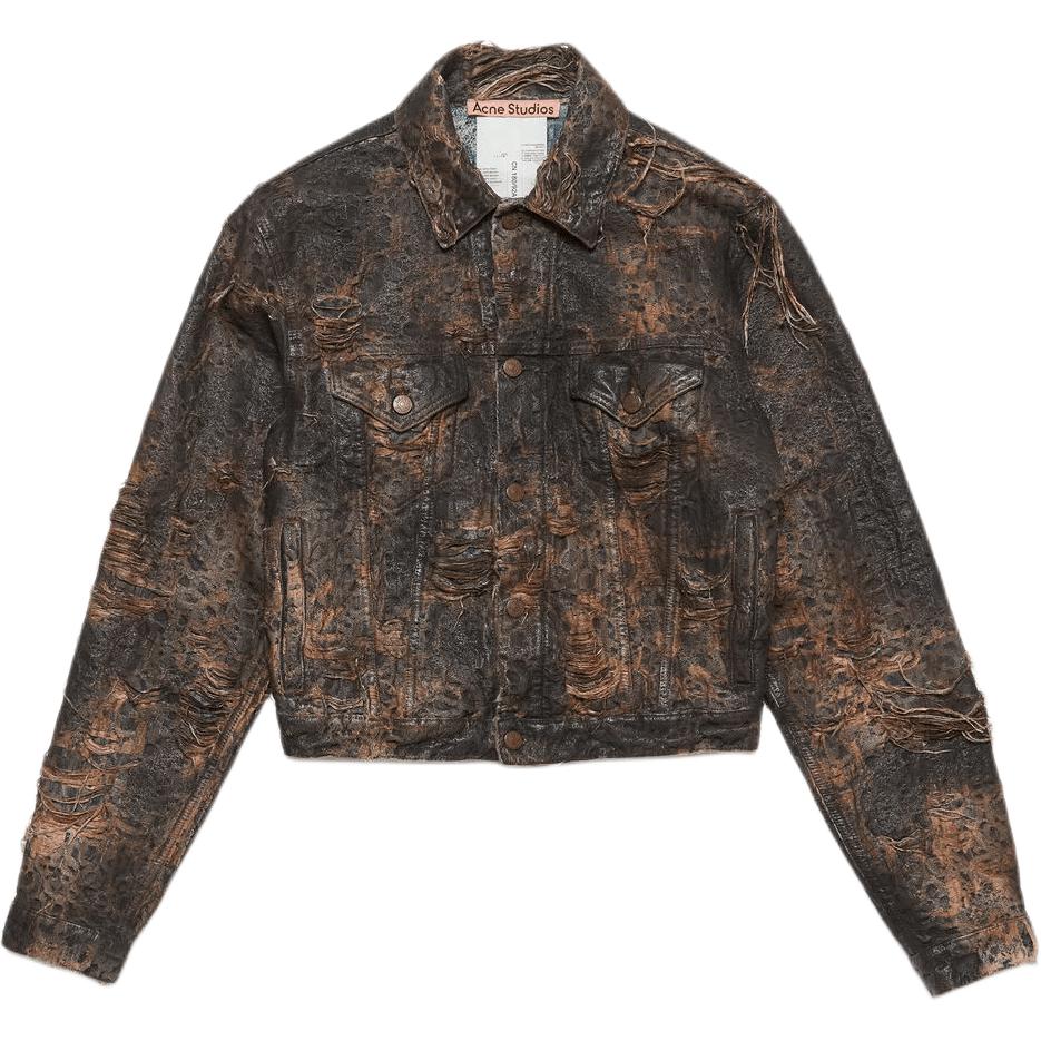 

Acne Studios Потёртая джинсовая куртка с монограммой, Brown