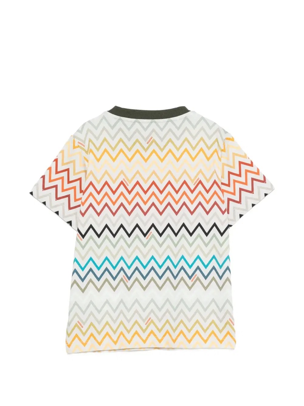 Хлопковая футболка с зигзагообразным узором и логотипом Missoni Kids, зеленый — фото 2