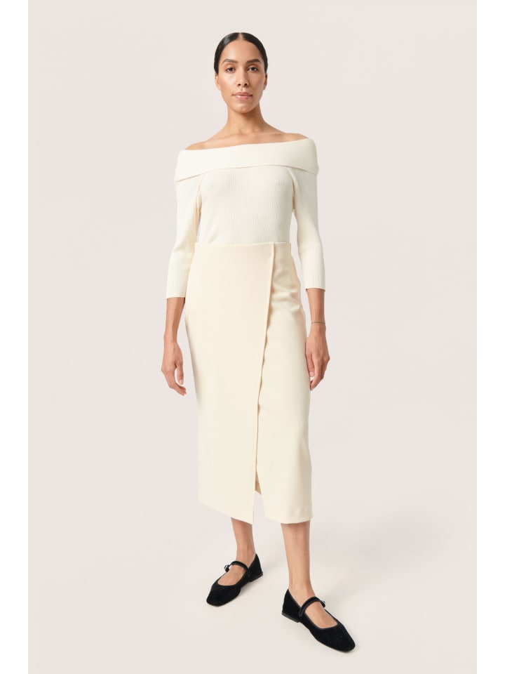 

Вязаный свитер SLIndiana Slim fit в цвете Pearled Ivory Soaked in Luxury