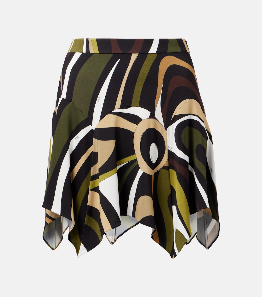 

Асимметричная атласная юбка-мини Marmo из джерси Pucci, хаки