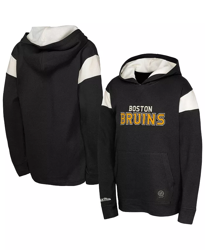 

Мужская черная легкая толстовка с капюшоном Boston Bruins на флисе Mitchell & Ness