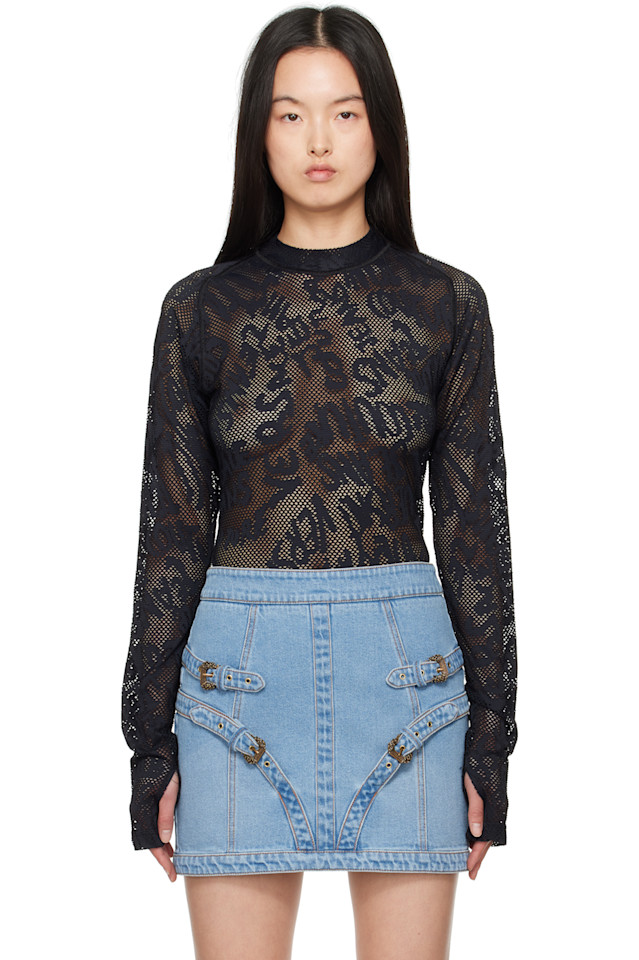 

Футболка в сеточку Versace Jeans Couture, черный
