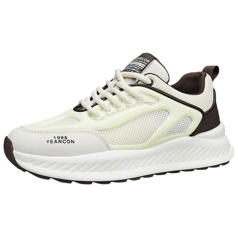 

YEARCON Мужские низкие кэжуал кеды экрю и тёмно-коричневые, цвет Ecru Dark Brown