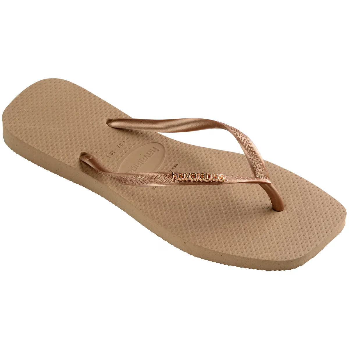Квадратный логотип металлик Havaianas унисекс купальные шлепанцы, цвет Rosa claro — фото 2
