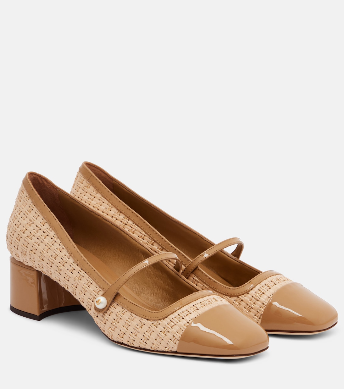Туфли Mary Jane Elisa 45 с эффектом рафии Jimmy Choo, Cappuccino/ Natural
