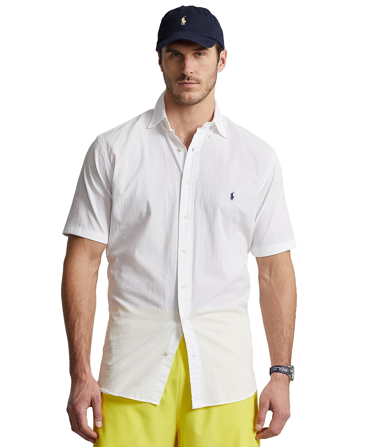 

Мужская рубашка из жатого хлопка большого и высокого размера Polo Ralph Lauren
