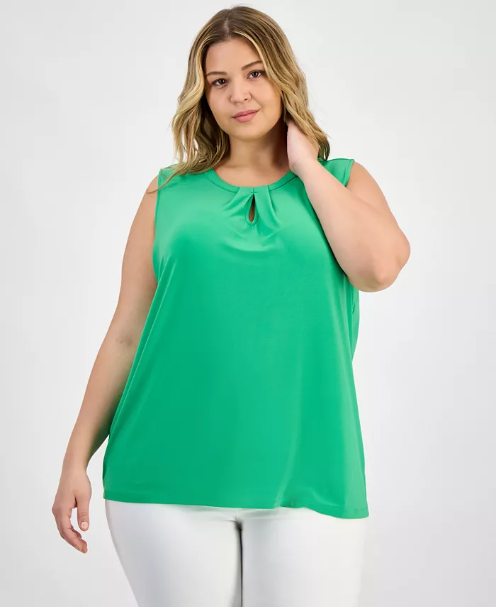 

Женский топ с запахом и плиссированной горловиной без рукавов Plus Size Kasper, зеленый