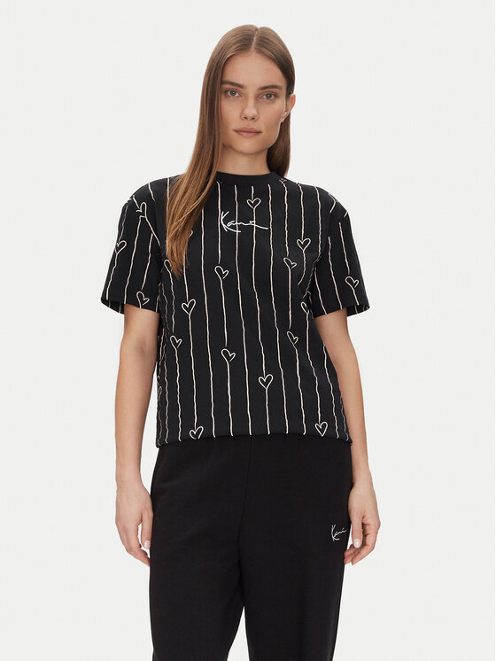 

Футболка обычного кроя Signature Heart Pinstripe Os 61300126 Karl Kani, черный