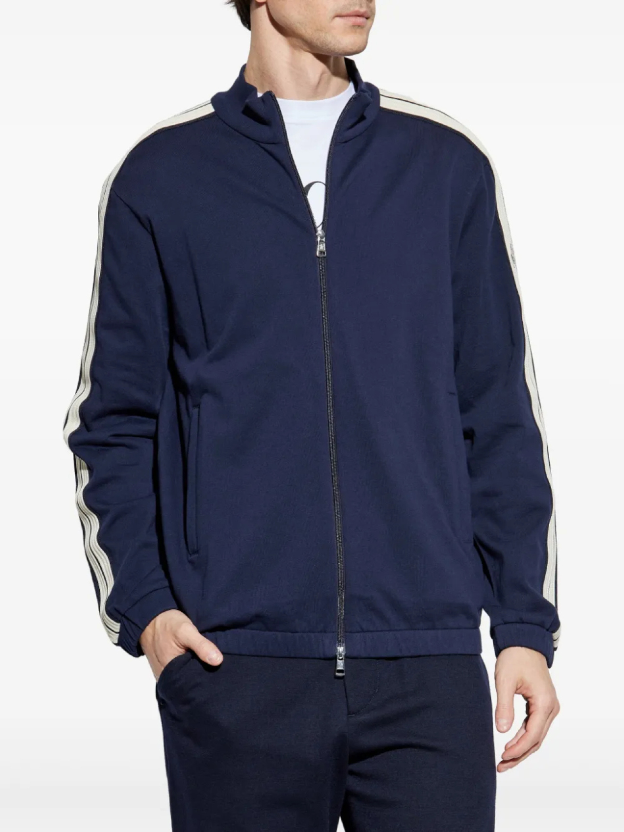 Спортивная куртка с полосками по бокам Moncler, синий — фото 3
