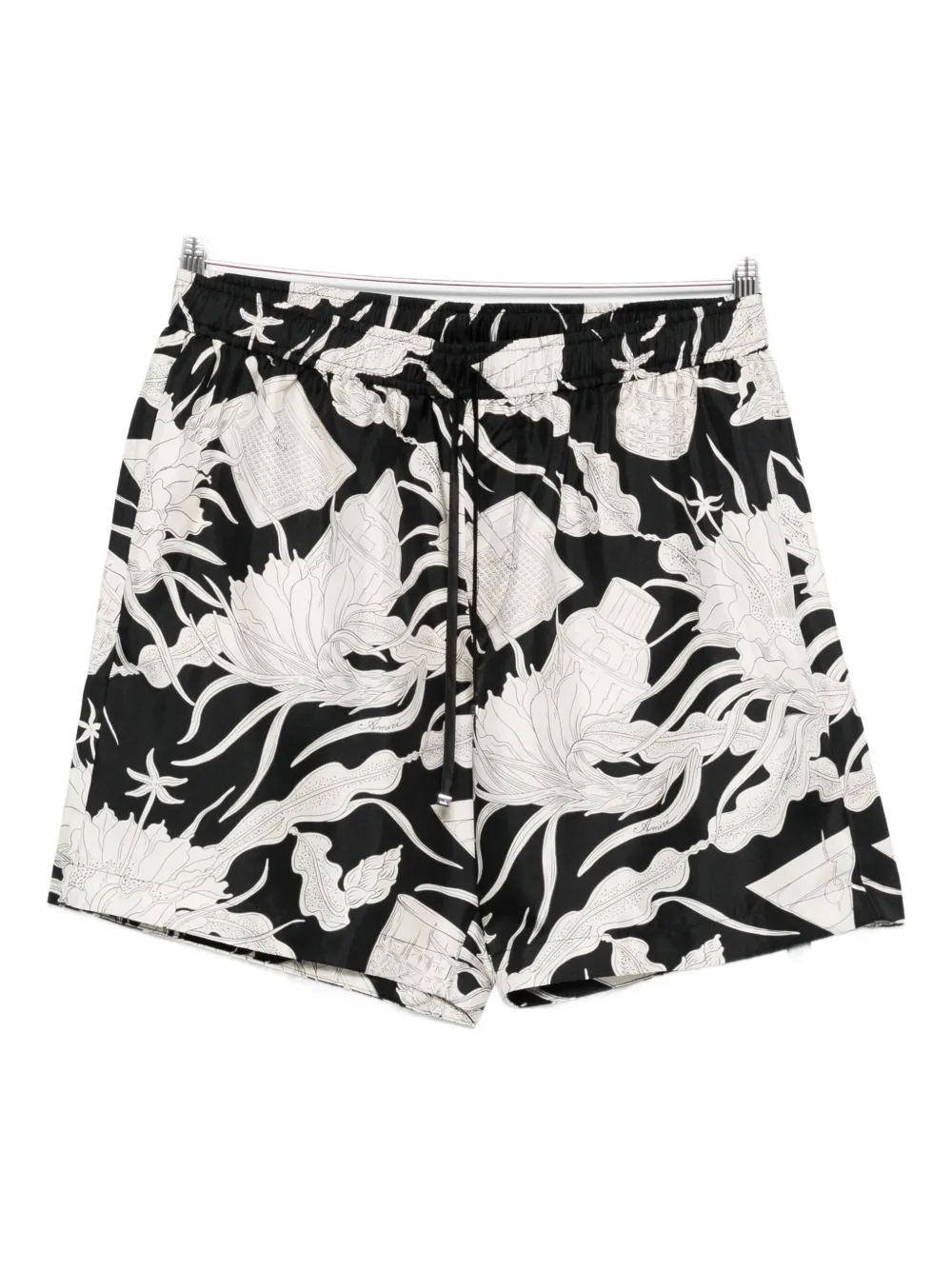 

Шорты с кулиской и цветочным принтом AMIRI, черный