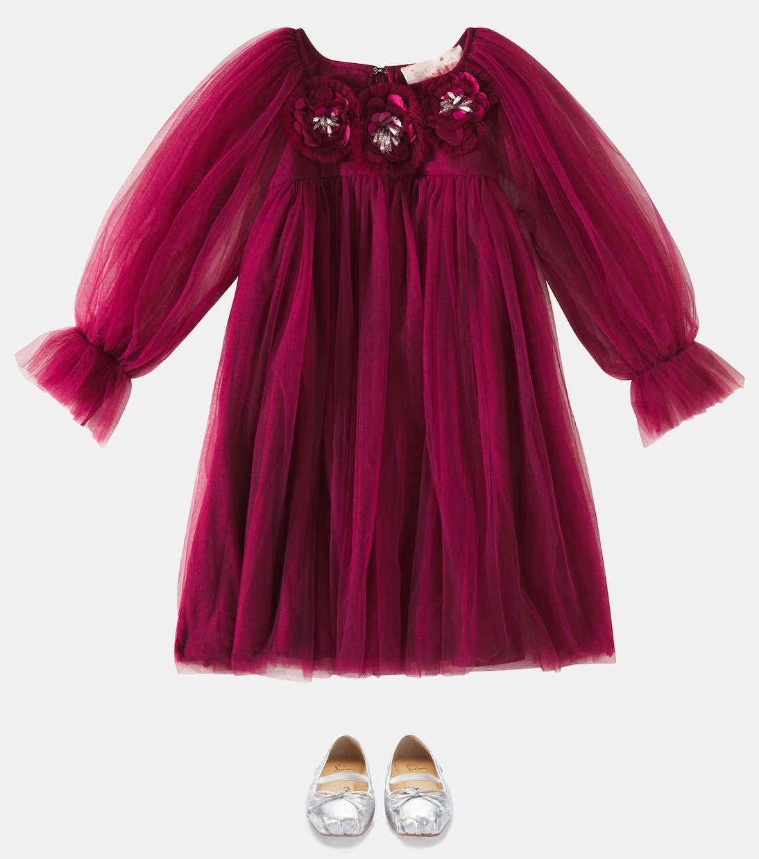 Балетки Baballet из металлизированной кожи Christian Louboutin Kids, серебряный — фото 2