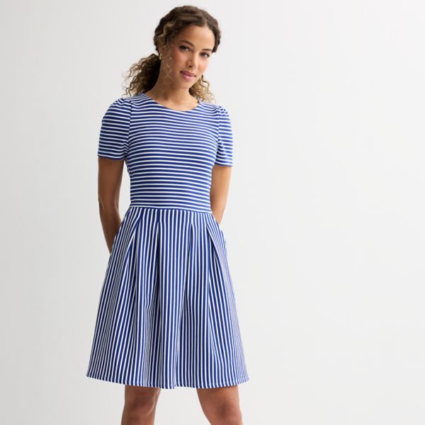 

Женское трикотажное платье с коротким рукавом Draper James, цвет blue white stripe