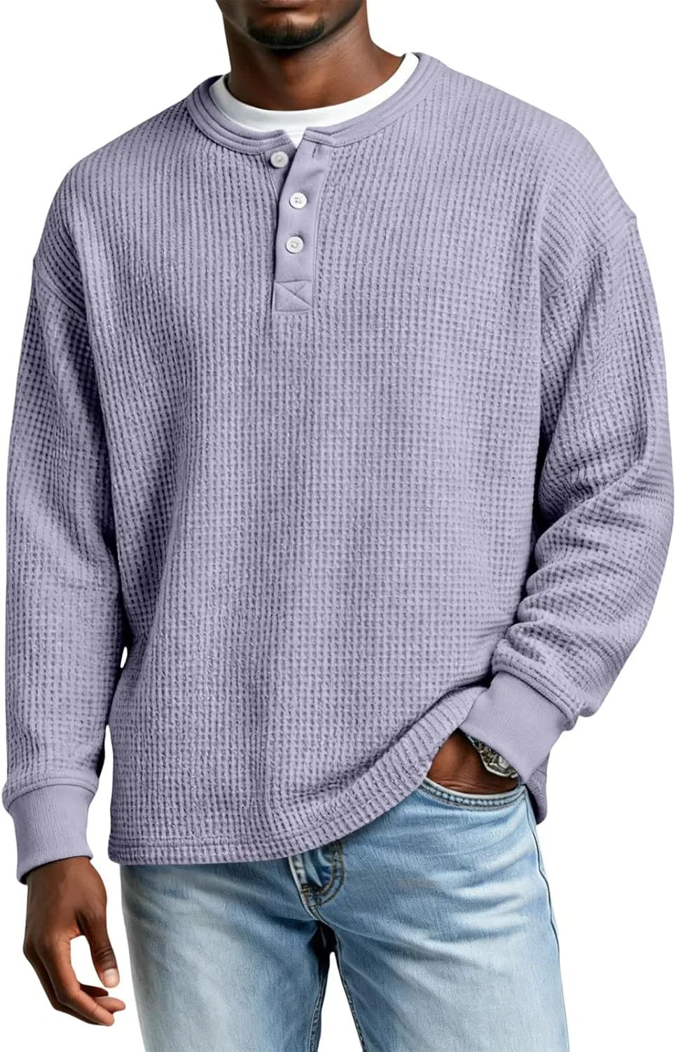 Свитер мужской, оверсайз, вязаный, Light Purple