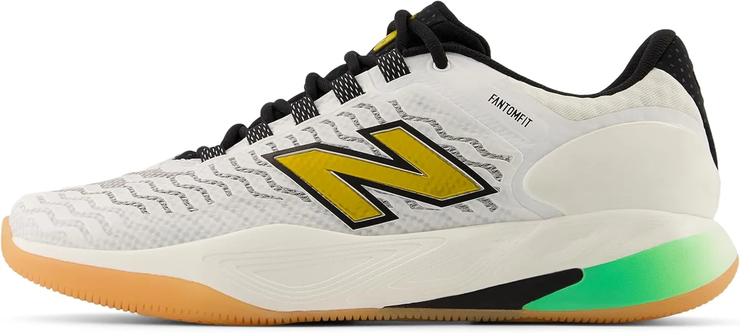 Мужские теннисные кроссовки New Balance Fresh Foam X CT-Rally V2, White Black Metallic Gold — фото 2