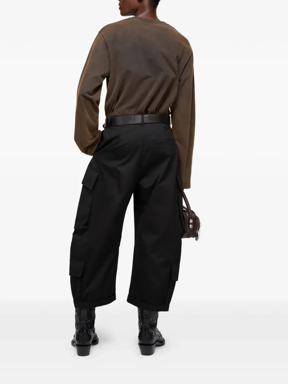 Футболка с длинными рукавами и аппликацией Acne Studios, коричневый — фото 3