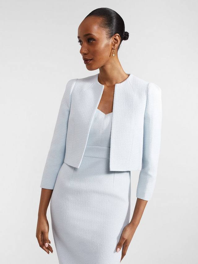 

Укороченный твидовый пиджак элизы Hobbs, цвет Pale Blue