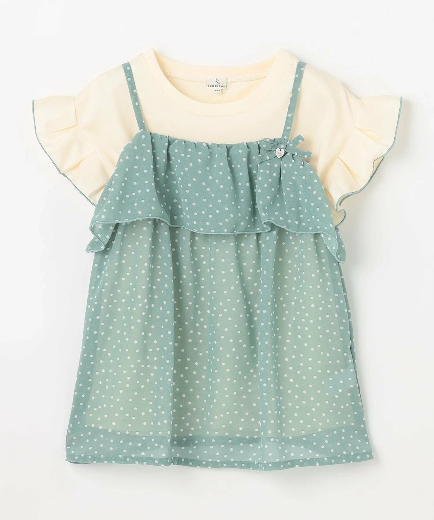 Комплект из майки и футболки в горошек (110-140 см) Kids Suite, Mint green x cream [562] — фото 4