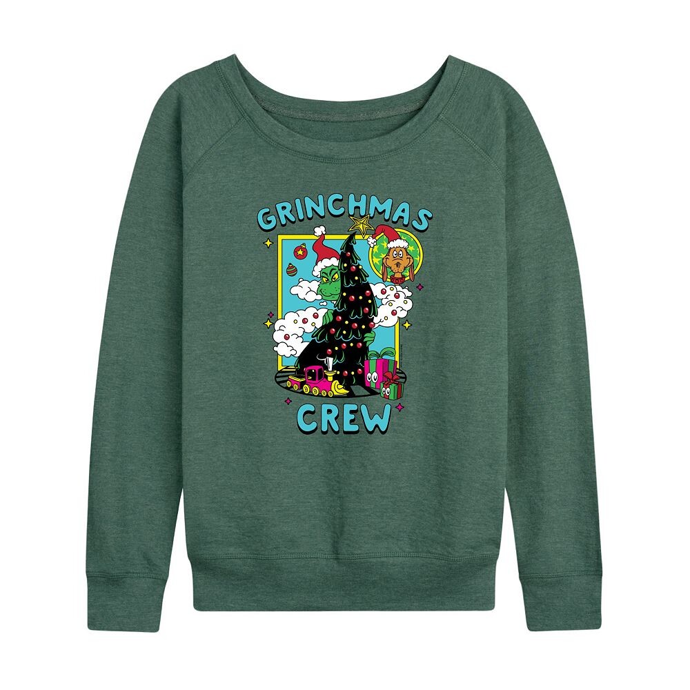 

Женский легкий свитшот из френч-терри Dr. Seuss Grinchmas Crew Licensed Character, цвет Heather Green