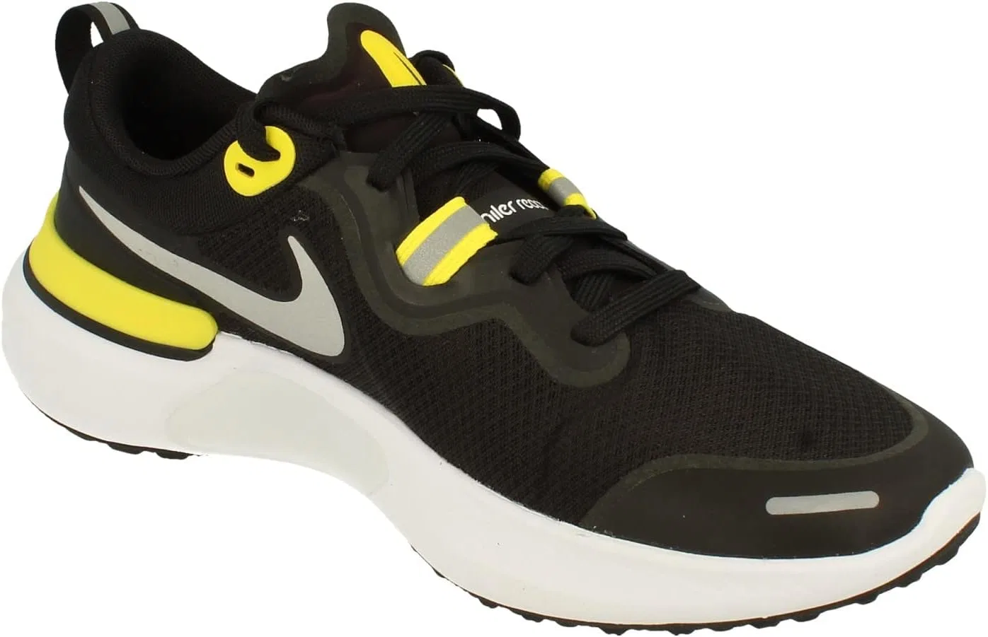 Мужские беговые кроссовки Nike React Miler, черно-белые, ярко-желтые, темно-зеленые, размер 42 EU — фото 4