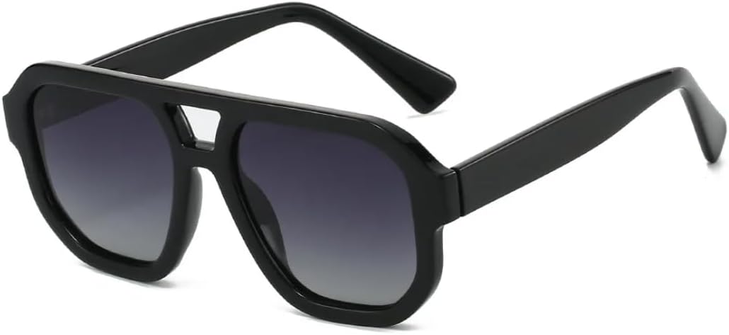 

Ретро-солнцезащитные очки с двойной перемычкой, квадратной формы, модные женские солнцезащитные очки UV400, трендовые мужские очки с леопардовым принтом TVTBBVV, Black Gray