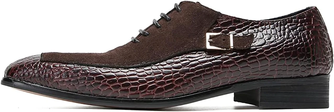 

Мужские туфли Santimon Oxfords формальные, текстура крокодила, натуральная кожа, крылатый носок, дерби, модные бизнес-кэжуал, двухцветные, удобные, для прогулок, свадьбы, смокинга, красный