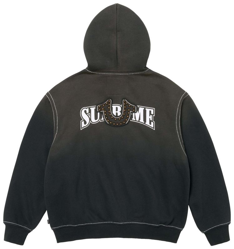 Толстовка Supreme x True Religion на молнии с капюшоном, черная — фото 2