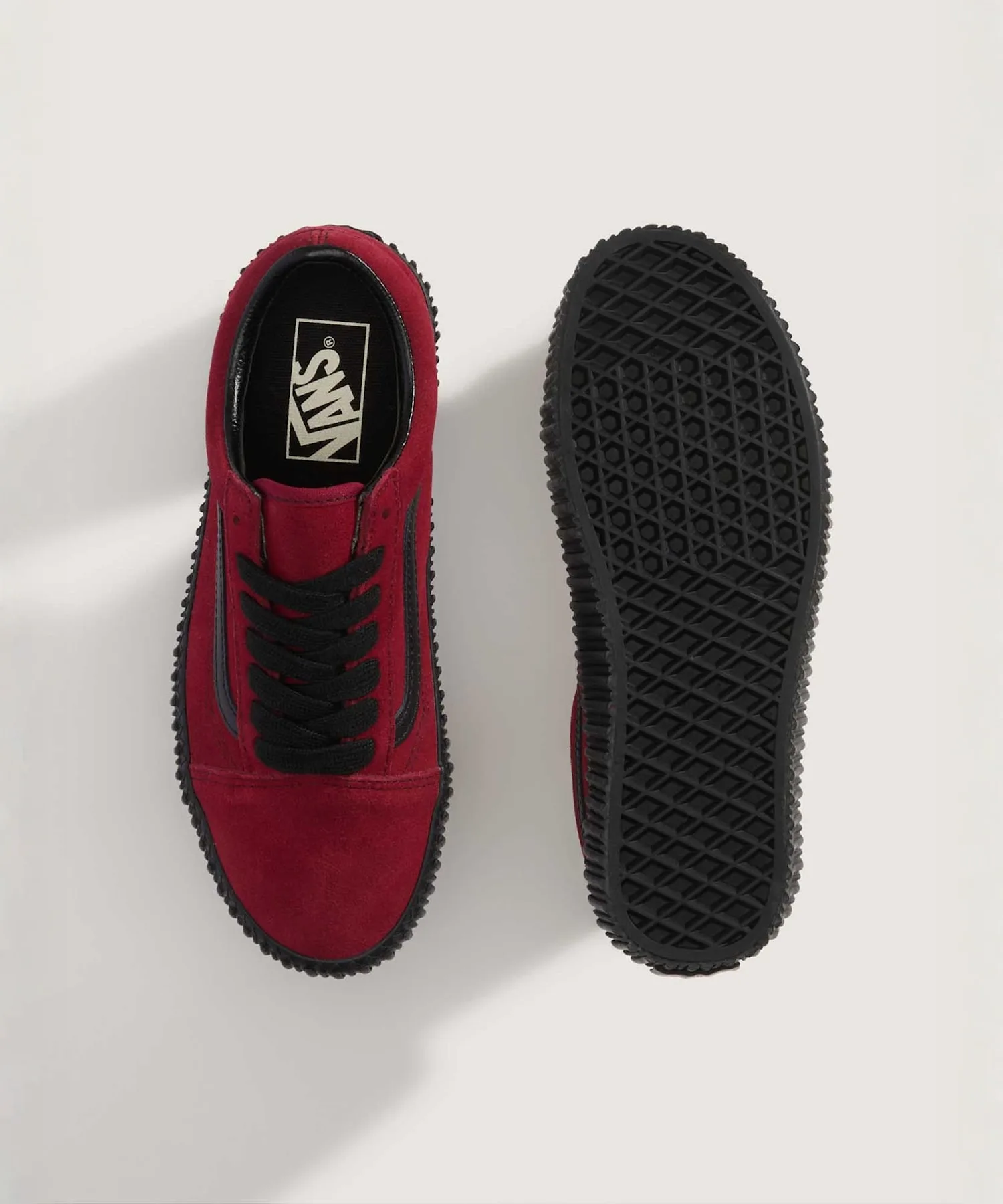 Кроссовки из натуральной кожи Old Skool Creeper VANS бордовые — фото 3