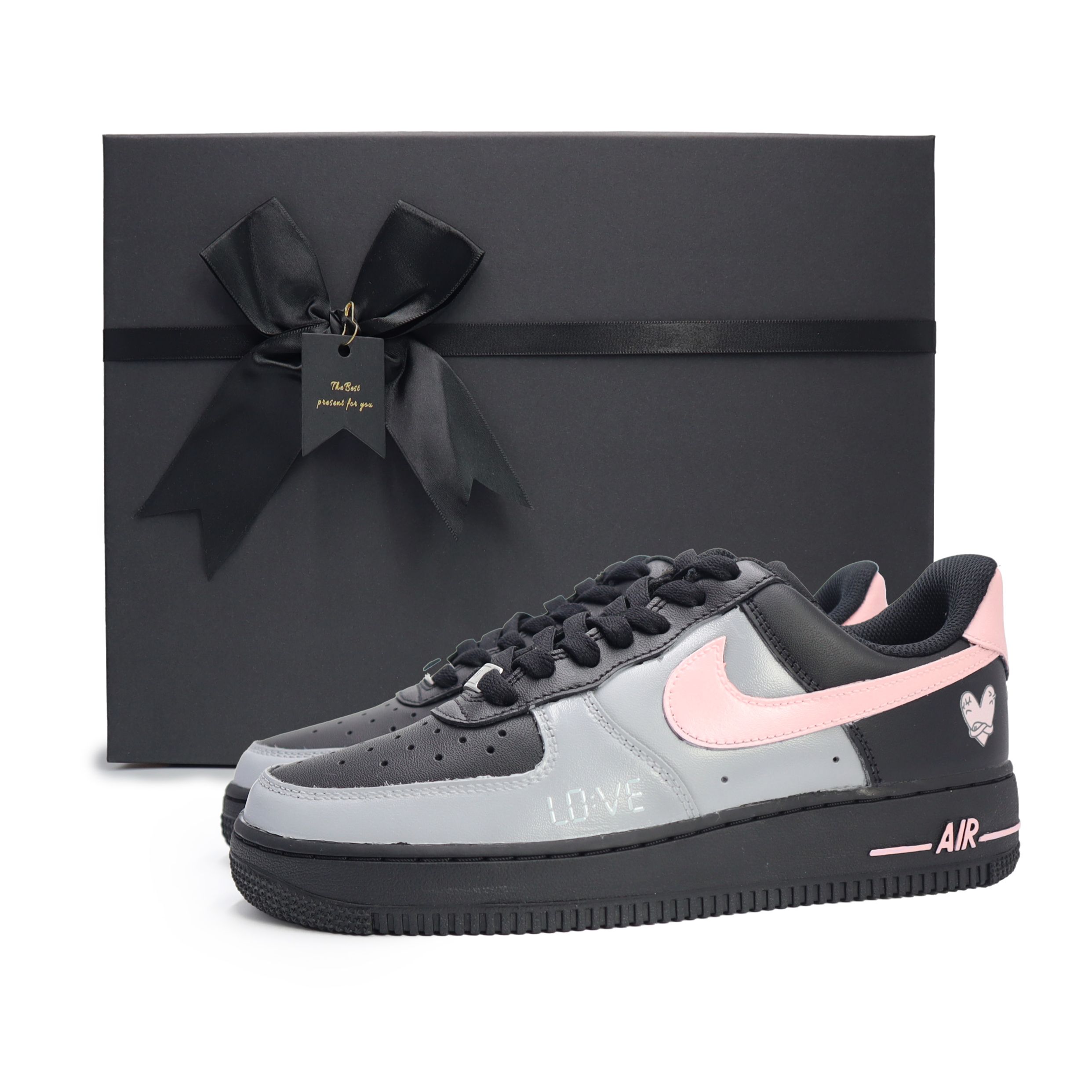 

Кроссовки Nike Air Force 1 Skateboarding Shoes Women's Low-top Black/grey/pink, черный