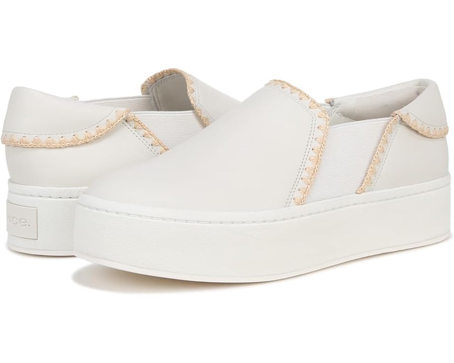 

Кроссовки Vince Warren Slip-On Platform Sneakers, цвет White/Raffia